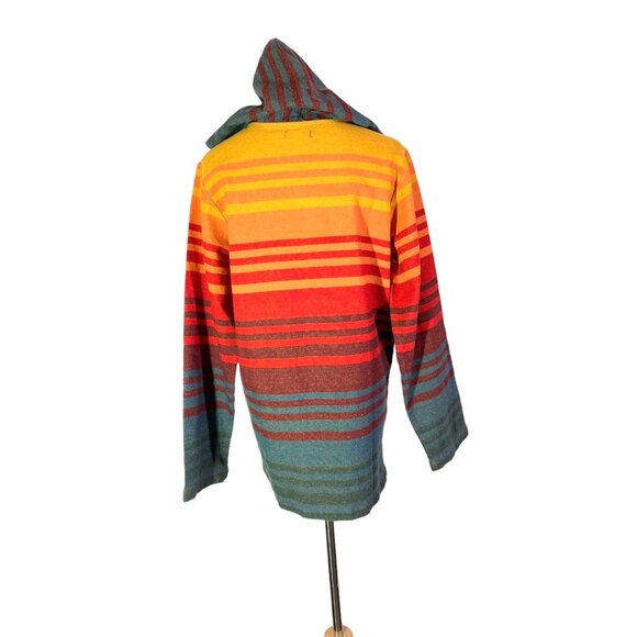 Earthbound Adult S Open-Front Hooded Jacket Cotton Southwestern Stripe - Picture 5 of 8